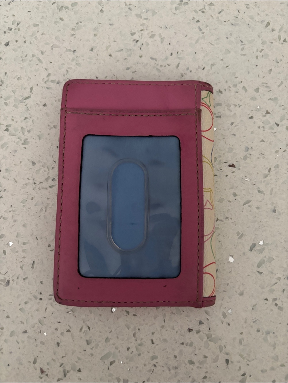 Rare Vintage Coach Multicolor Floral Signature Card Holder Wallet Case Pink Trim - Picture 5 of 13
